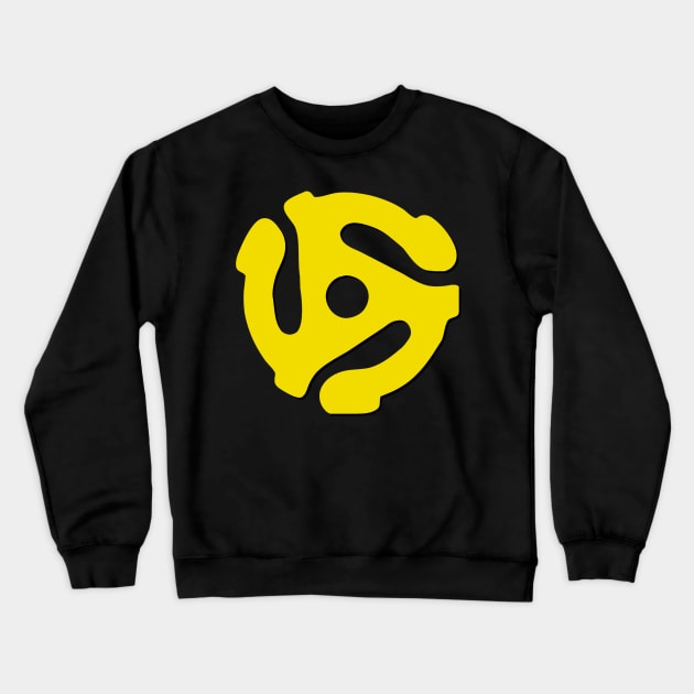 Music Geek yellow 45 rpm record adaptor, music geek stuff Crewneck Sweatshirt by LittleBean